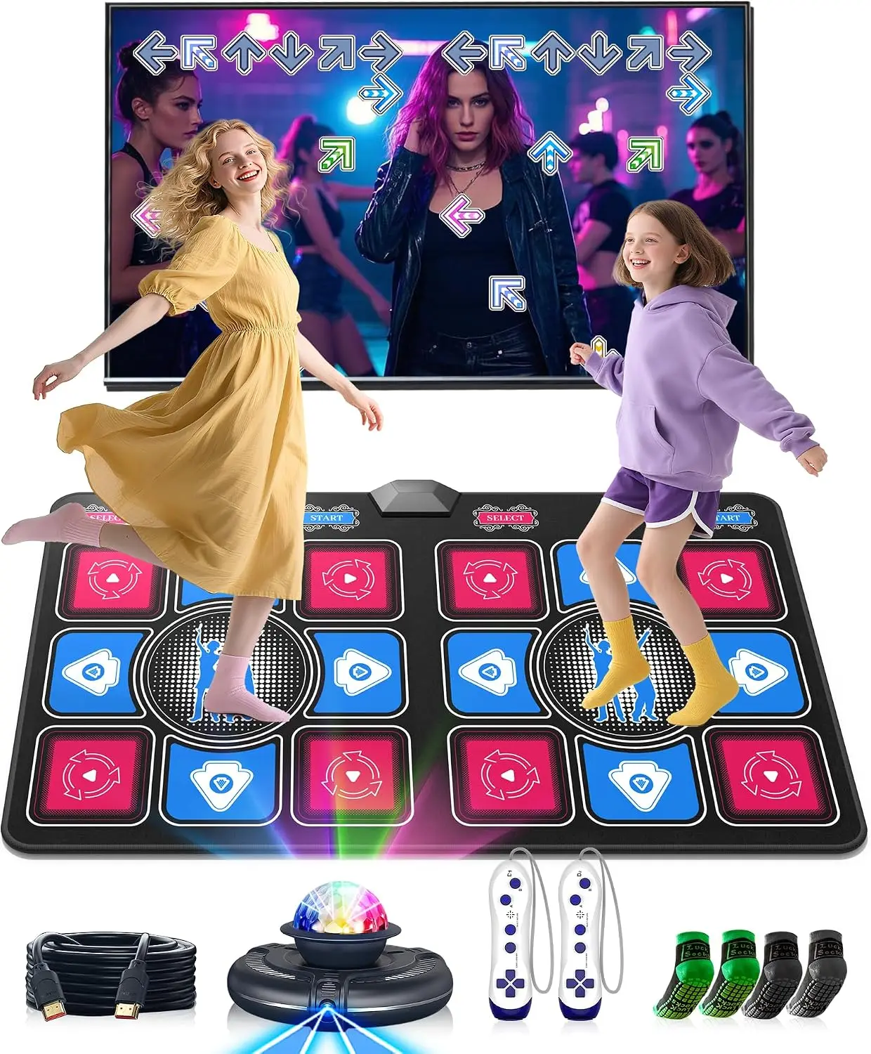 Electronic Dance Mat for Kids & Adults: 2 Player Interactive TV Video Game
