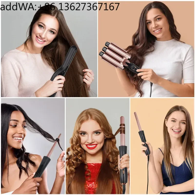 Multi-head curling iron 8-in-1 head change curling iron set Removable combination Multi-tube straight hair curling iron
