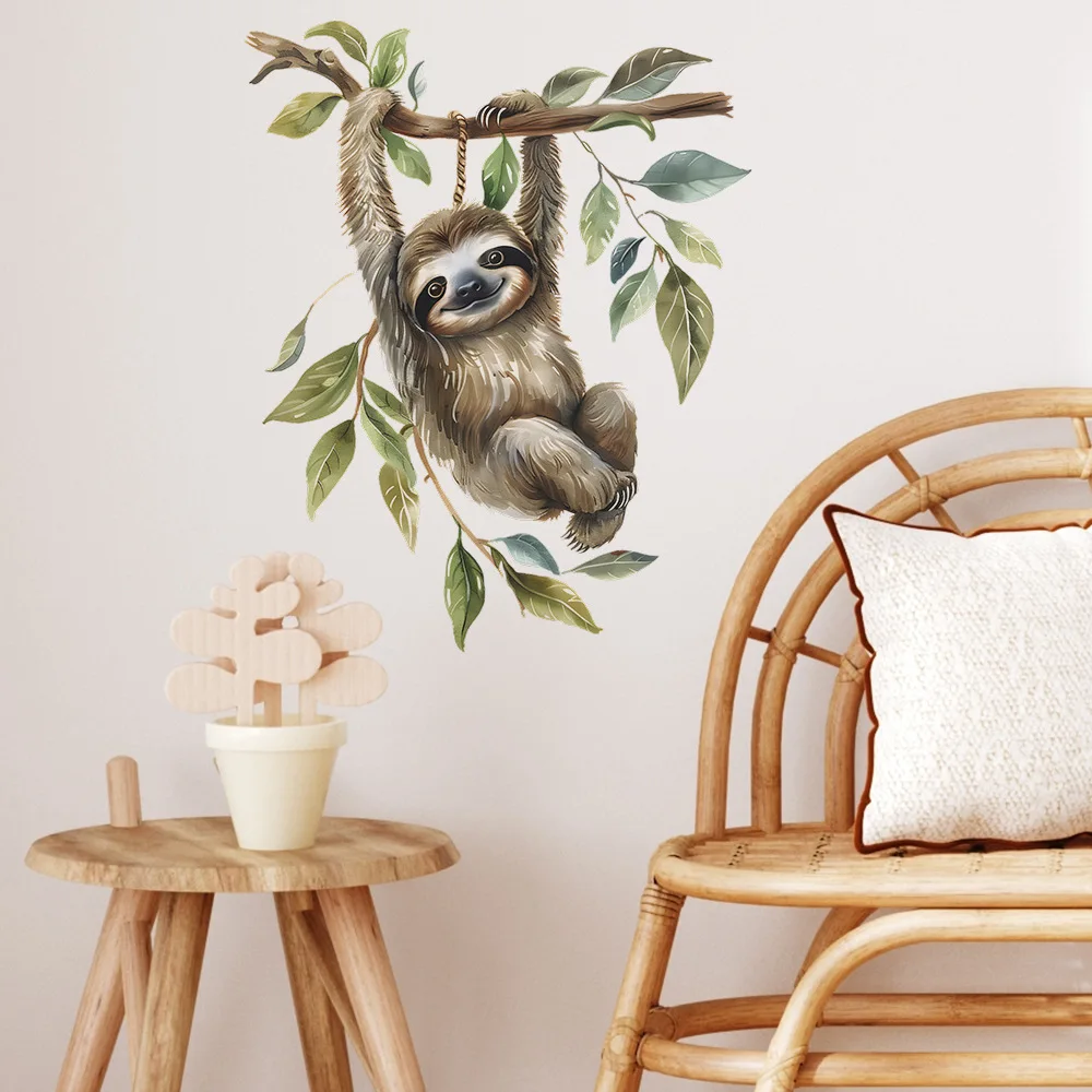 New fashion cartoon sloth climbing tree children's room kindergarten wall decoration beautification wall stickers sell well