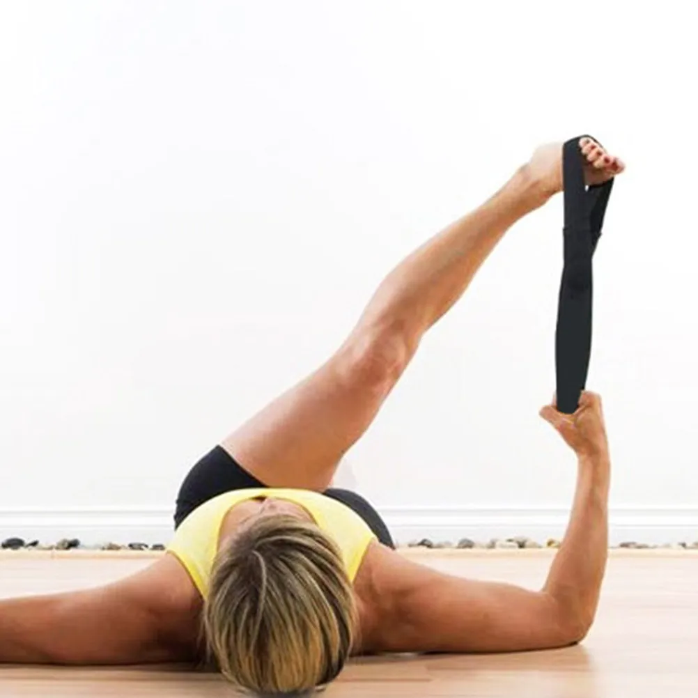 Black Yoga Stretch Strap Exercise Yoga Tension Band Unlimited Stretching for Pilates Dance Fitness Waist Leg Mobility Recovery