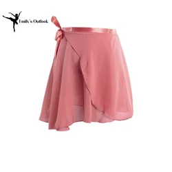 Girl Women Sheer Ballet Skirts Wrap Chiffon Over Scarf for Dancing Self Tie Ballerina Tutu Dress Skate Dancewear Gymnastic Short