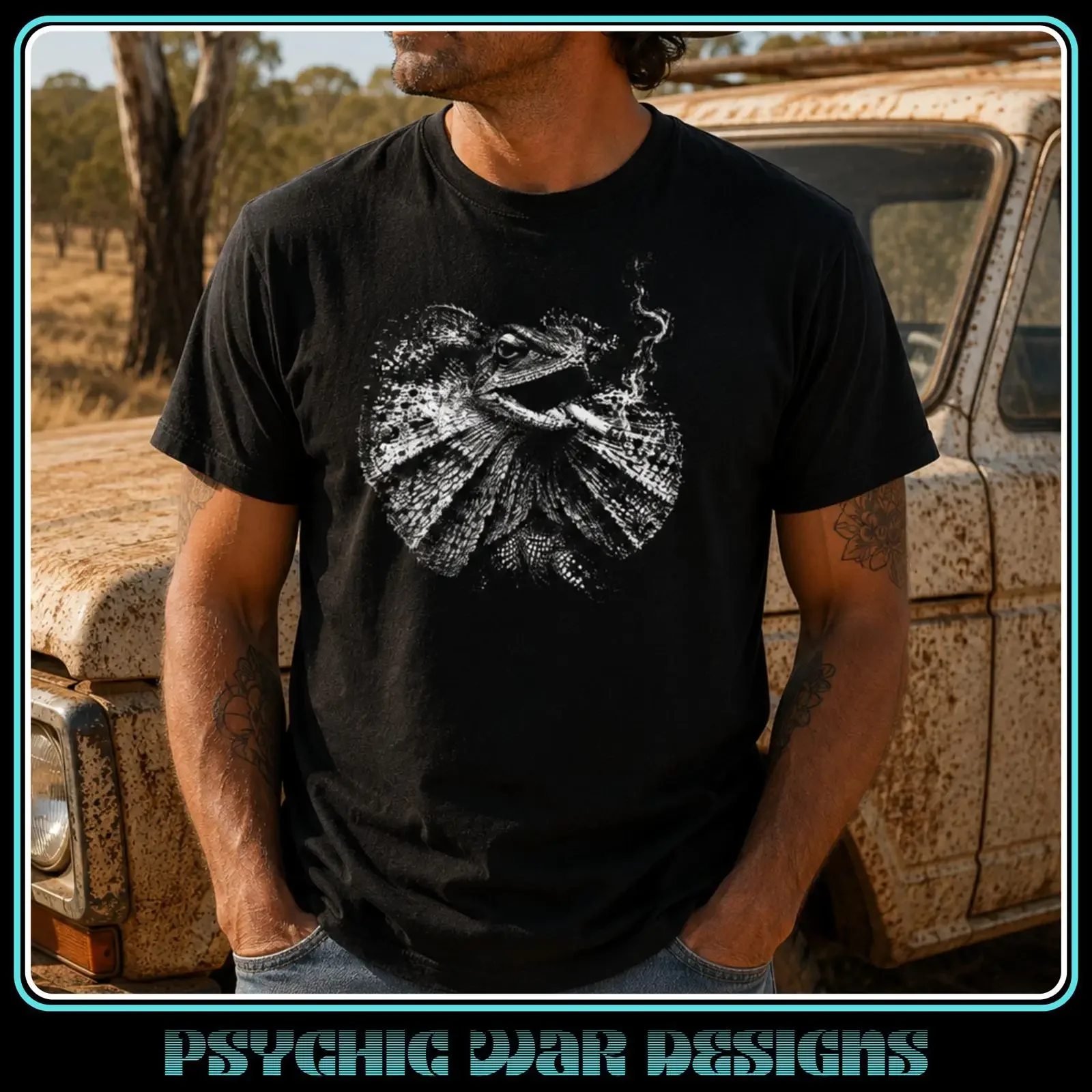 Frillneck Lizard Smoke Funny Australian Wildlife Smoko T Shirt Retro Reptile Raptor Koala Kangaroo Dingo Smoking vintage Unisex