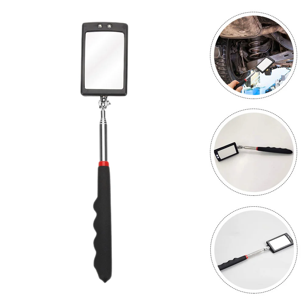 

2 Pcs Vehicle Bottom Mirror Inspection for Detailed Work Mirrors Tool Small Parts Stainless Steel Telescoping Lighted