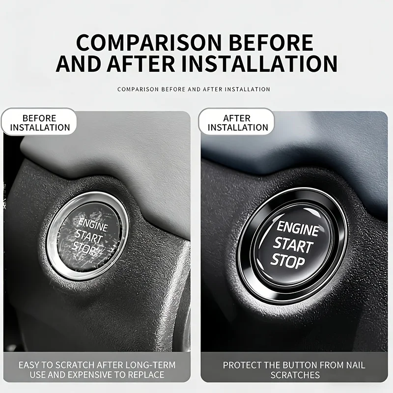 Clear Acrylic Car Engine Start Stop Button Protective Cover Anti Scratch Wear Resistant Auto Interior Decor Sticker Accessories