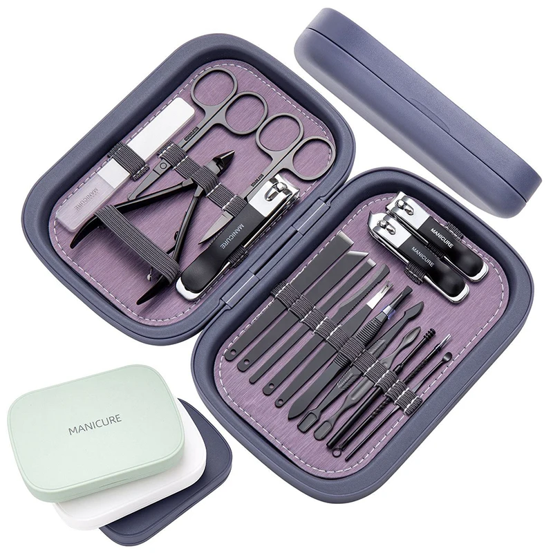 

Nail Art Kit 18Pcs Manicure Set Nail Clipper Set Professional Manicure Pedicure Tool Fingernails Toenails Care Stainless Steel