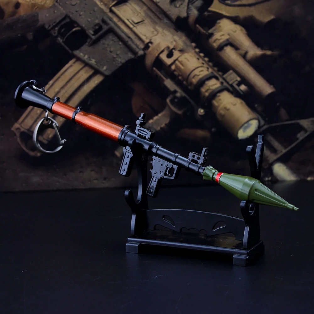 18Cm Pubg Speelgoed Geweren Rpg7 Raketwerper Wapen Sleutelhanger Metalen Model Assembleren Lichtmetalen Sleutelhanger Auto Hanger Speelgoed Voor Kind