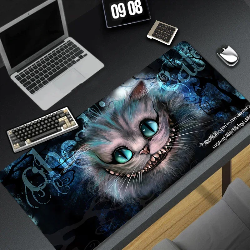 Gummi Anti-Rutsch-Mauspad Luxus Gamer Schrank Schreibtisch Matte C-Stirn Katze Alice im Wunderland Büro Schwarz Computerspiel Mousepad
