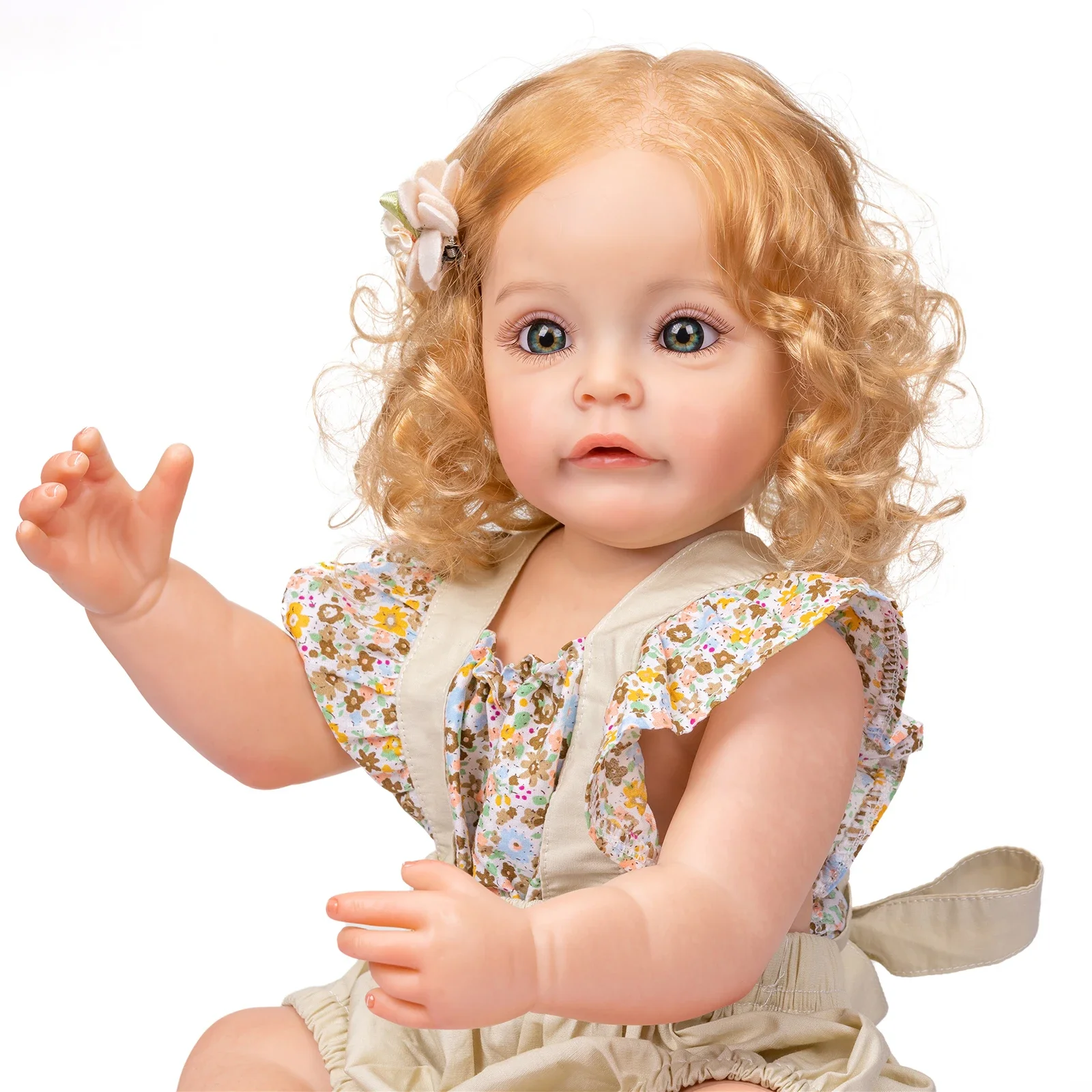 

55CM FUll Body Silicone Vinyl Baby Reborn Doll Girl Princess Sue-Sue Hand-detailed Painting Rooted Hair Waterproof Toy for Girls