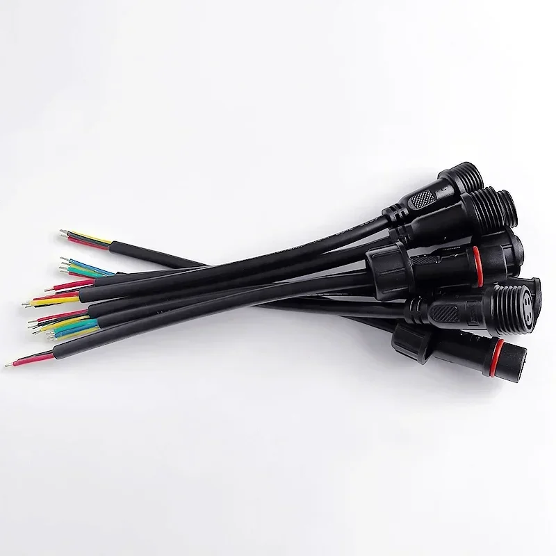 Bulk 5/20Pcs M16 Waterproof 2/3/4/5Pin Male/Female Connector for LED Strips, 22mm Nut 20CM 6mm OD Cable