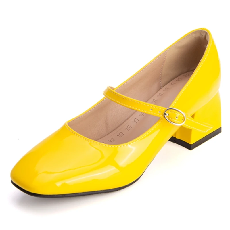 

Elegant Women's High Heels Mary Jane Shoes Black Red Yellow White Heeled Pumps Large Size 45 Office Party Wedding Shoes Ladies