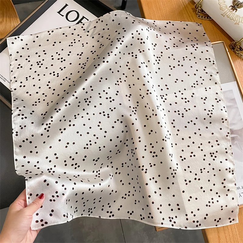 53cm Square Silk Scarf Women Nature Silk Satin Neck Kerchief Hairbands Lady Office Ties Girl Gift Bandana Foulard Small Scarves