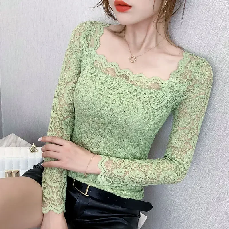 Blouse Women Shirt Lace Long-Sleeved Top for Women Women\'s Clothing Hollow T-shirt Women Blusas Mujer De Moda