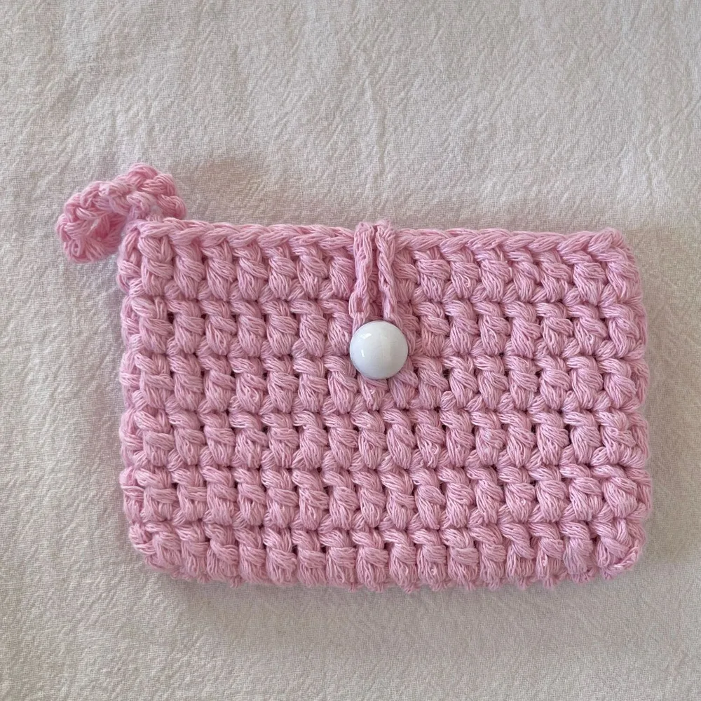 Portable Knitting Crochet Coin Purse Solid Color Square Weaving Card Bag Handmade Coin Bag Women