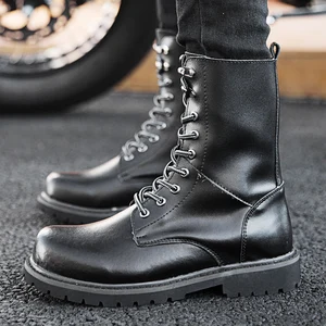 Botas de cano alto respirável masculinas, 100% couro genuíno, sapatos casuais ao ar livre, botas de neve, inverno, outono 10 principais vendas bota coturno verniz - №7