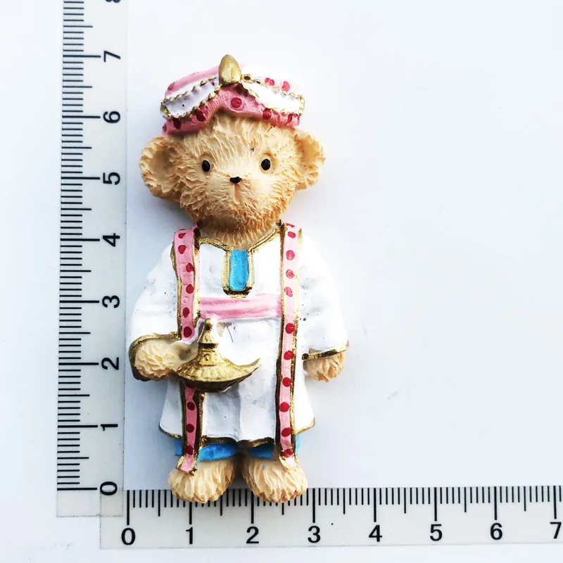 

Creative Bear Shining Lamp Fridge Magnet Cultural Landscape Resin Message Sticker Tourism Souvenir Decoration Crafts