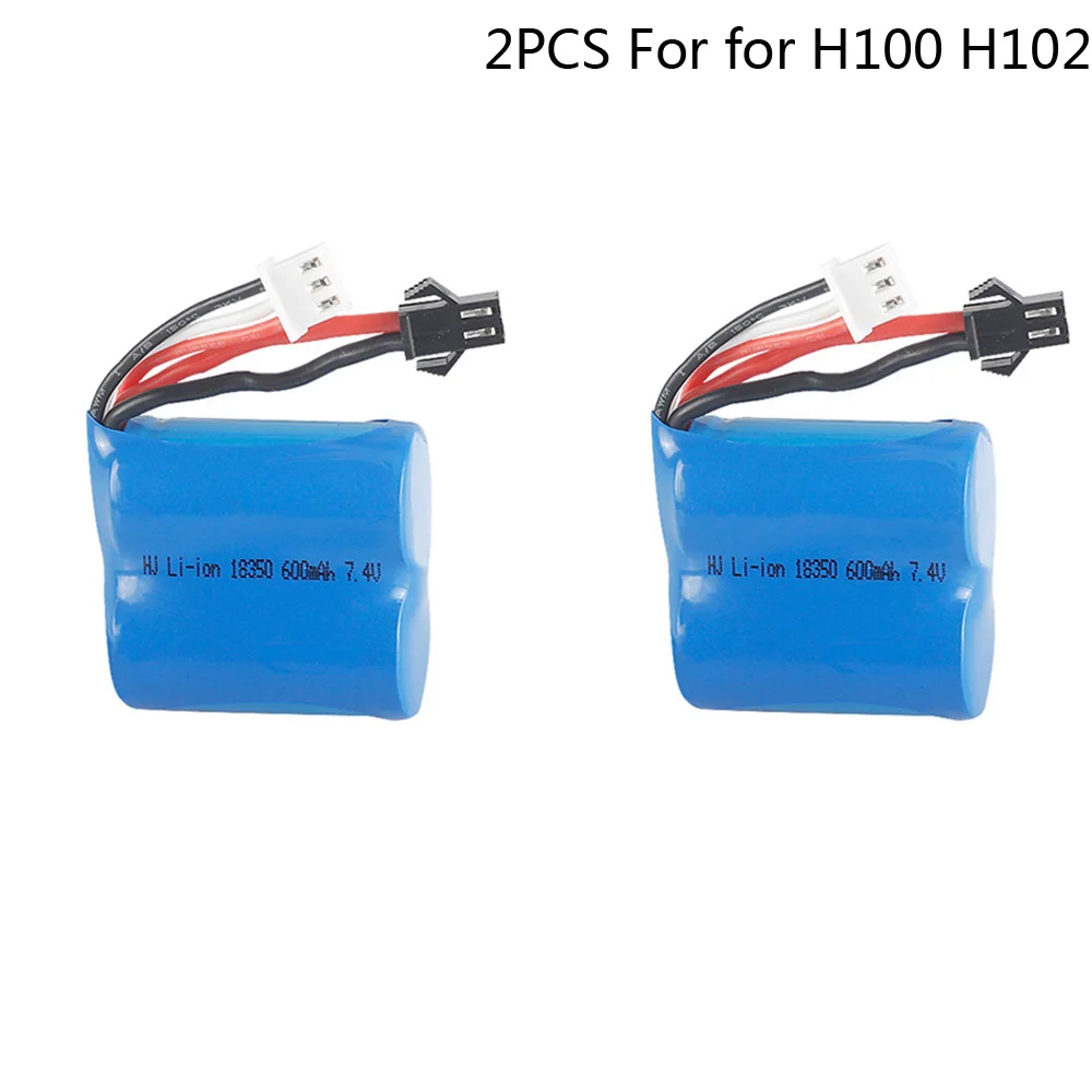 2PCS/lot 7.4V 600mAh Li-ion battery 18350 for H100 H102 S2 High speed RC boat 18350 SM Plug free shipping