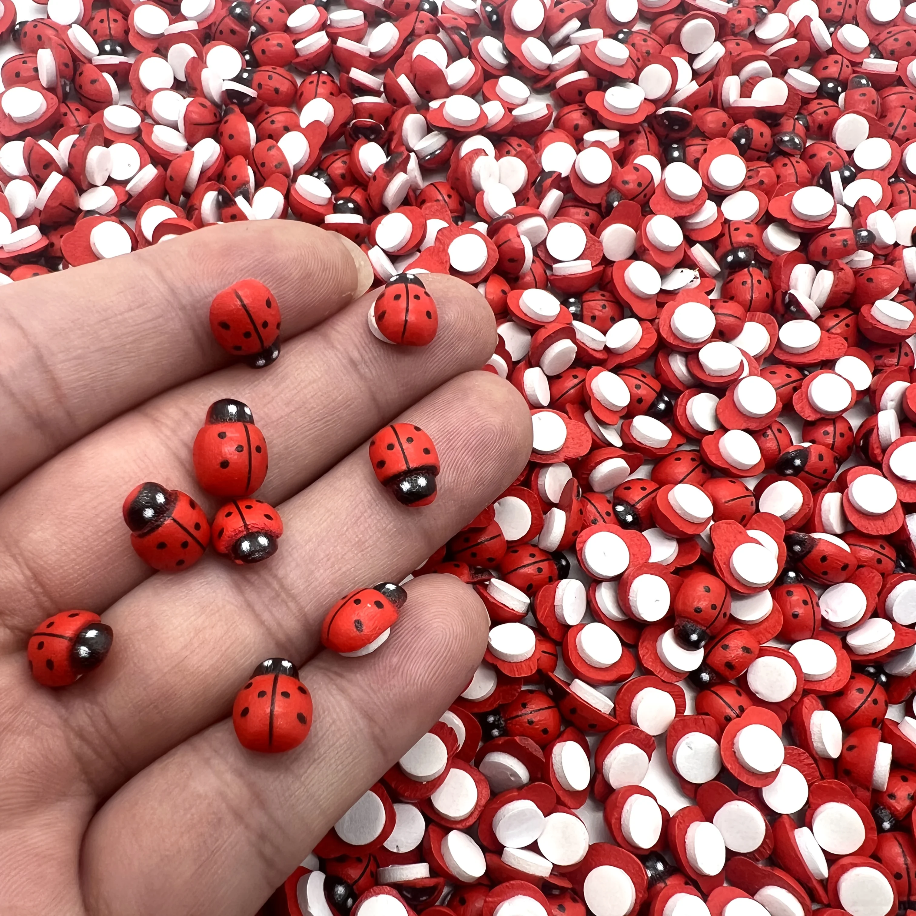 100 قطعة من الخنفساء الخشبية الصغيرة باللون الأحمر والمختلط |   مثالية للحرف اليدوية، وديكور الحديقة والغرفة، وهدية عيد ميلاد مثالية للأشخاص