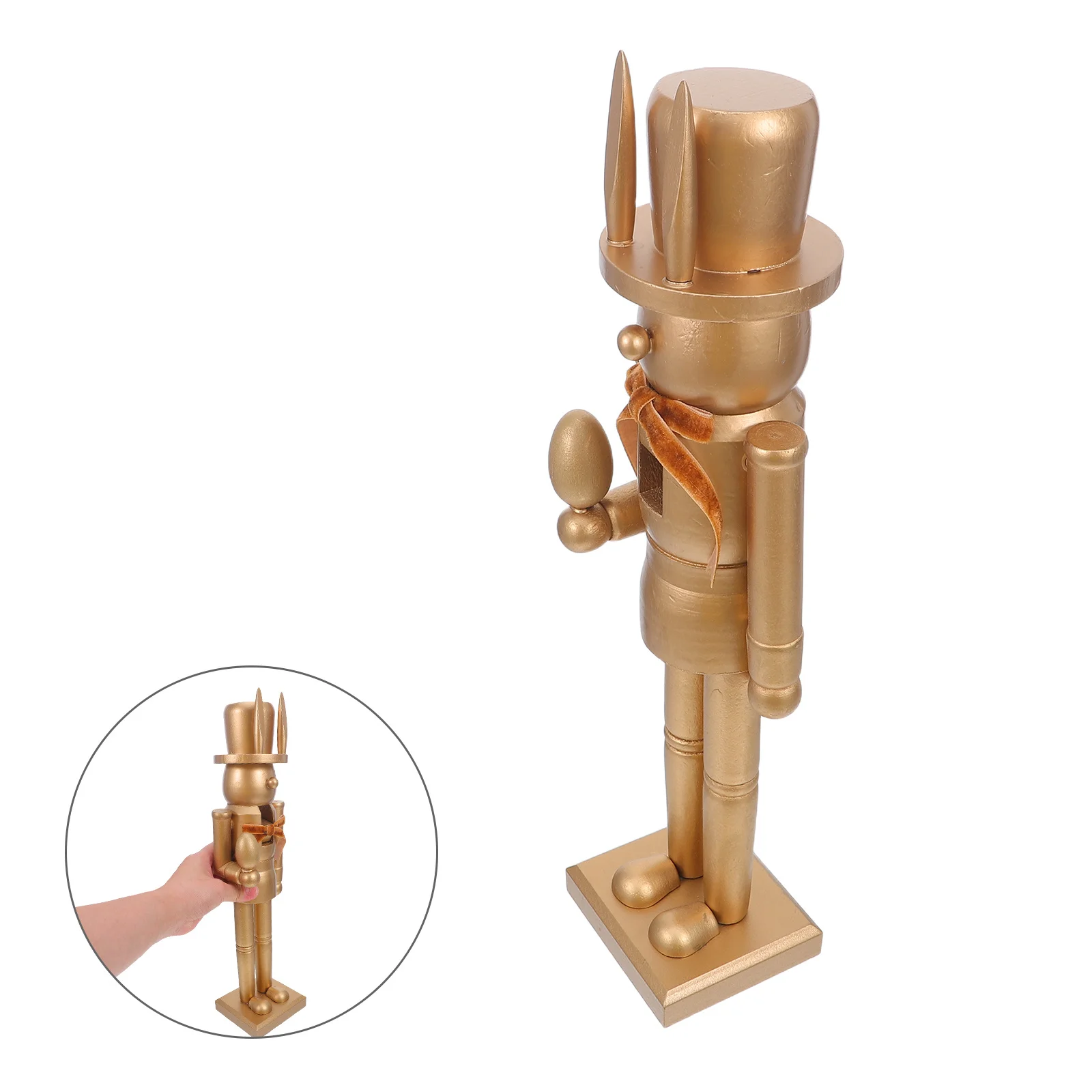 

Wooden Bunny Nutcracker Spring Bunny Decoration Easter Rabbit Statue 38.5cm Holiday Nutcracker Ornament Centerpiece Spring