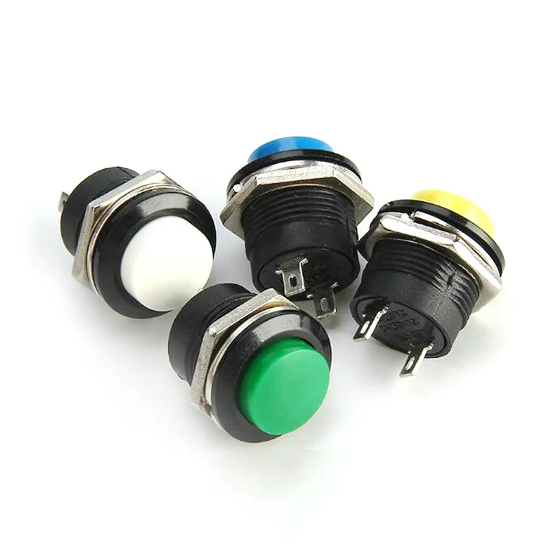 10pcs Push Button Switch Button Jog Switch R13-507 16MM Red Green Round Lockless Reset Switch