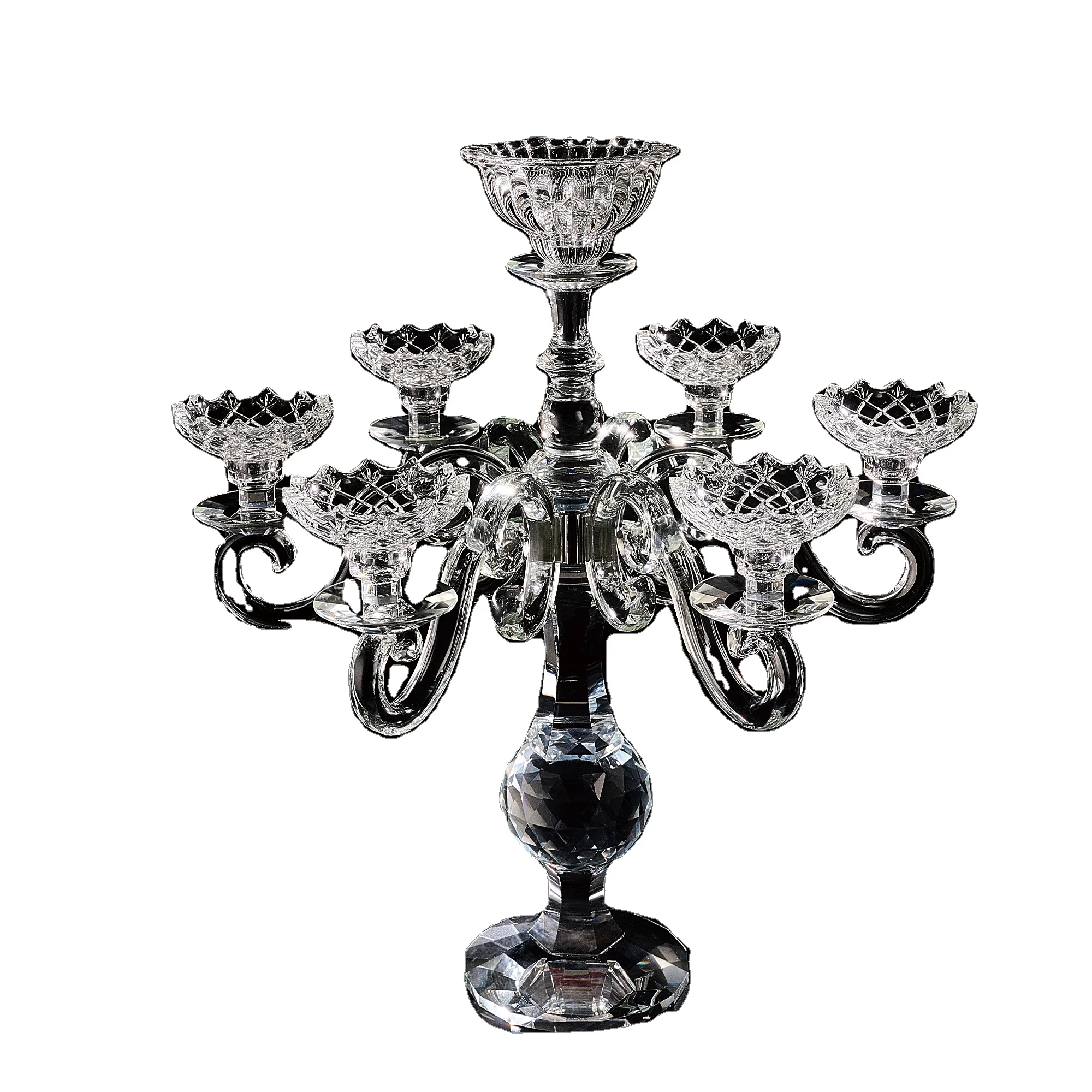 

JY Table Lamp Glass Candlestick Decoration 7 Arms Canldle Holder Hot Selling Crystal Crafts with Gift Box