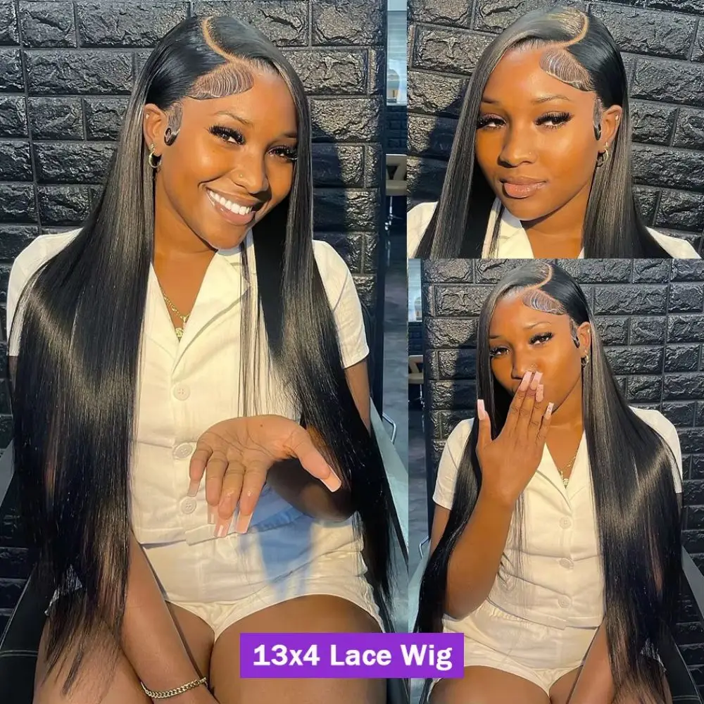 200 High Desity 50 Inch 13x6 13x4 HD Lace Front Human Hair Wigs Pre Plucked For Women Bone Straight Human Hair Lace Frontal Wigs