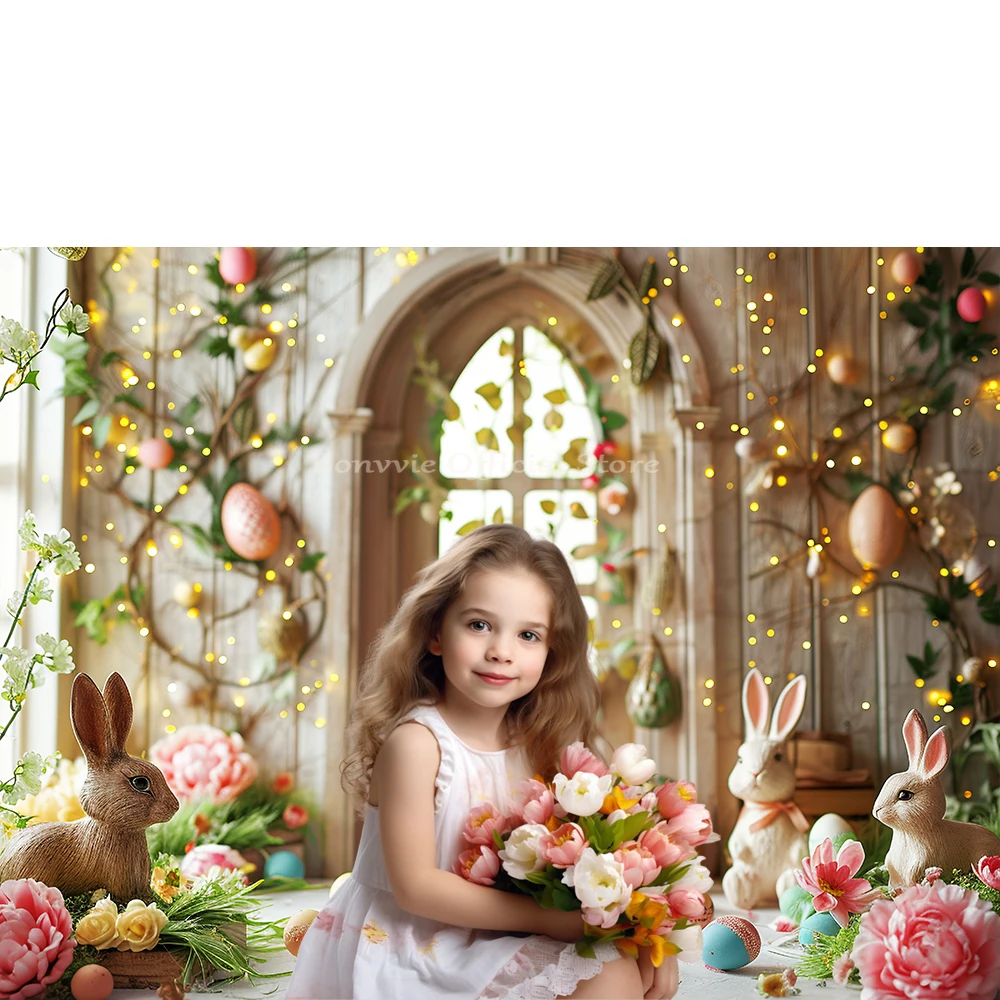 Bonvvie Photography Background Spring Easter Floral Garden Kids Birthday Party Cake Smash Portrait Decor Backdrop Photo Studio