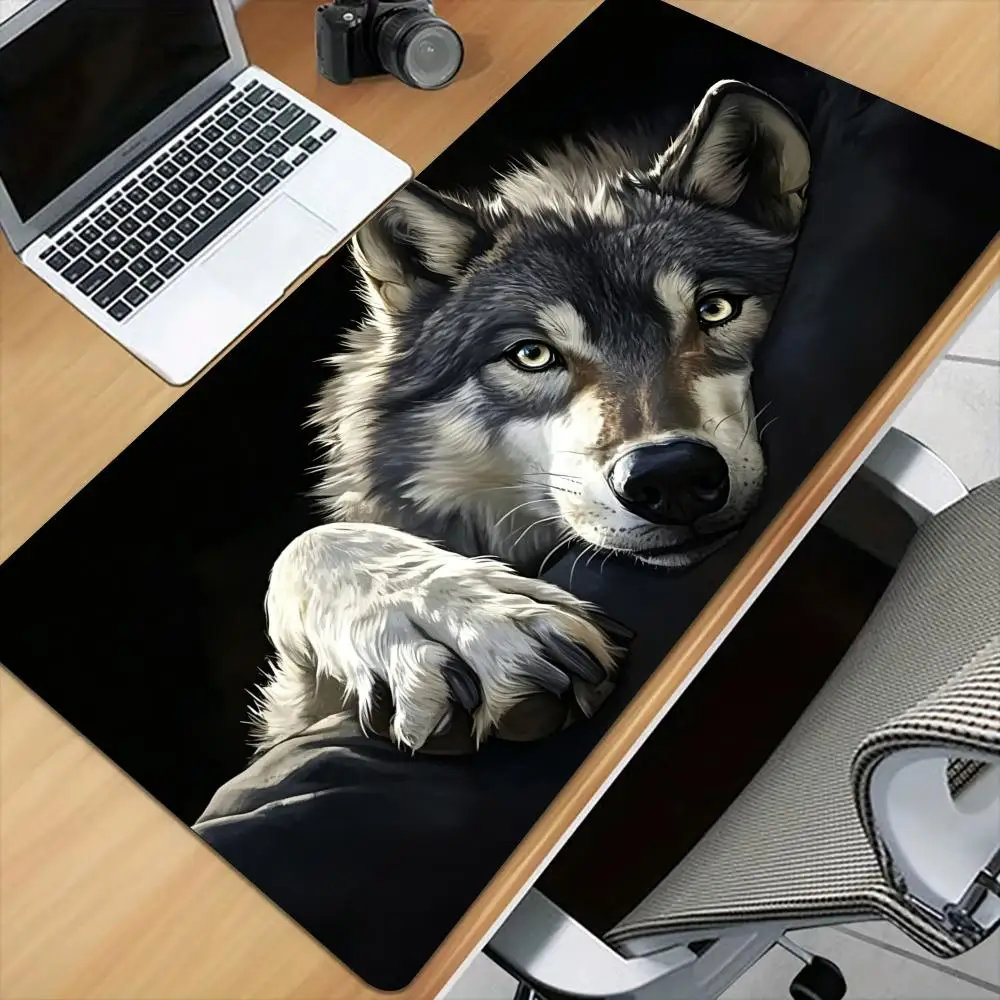 Interesting Gray Wolf Mouse Pad Desk Mat with Stitched Edge XXL Mousepads Rubber Anti-slip Gamer Keyboard Rug Gaming Mats