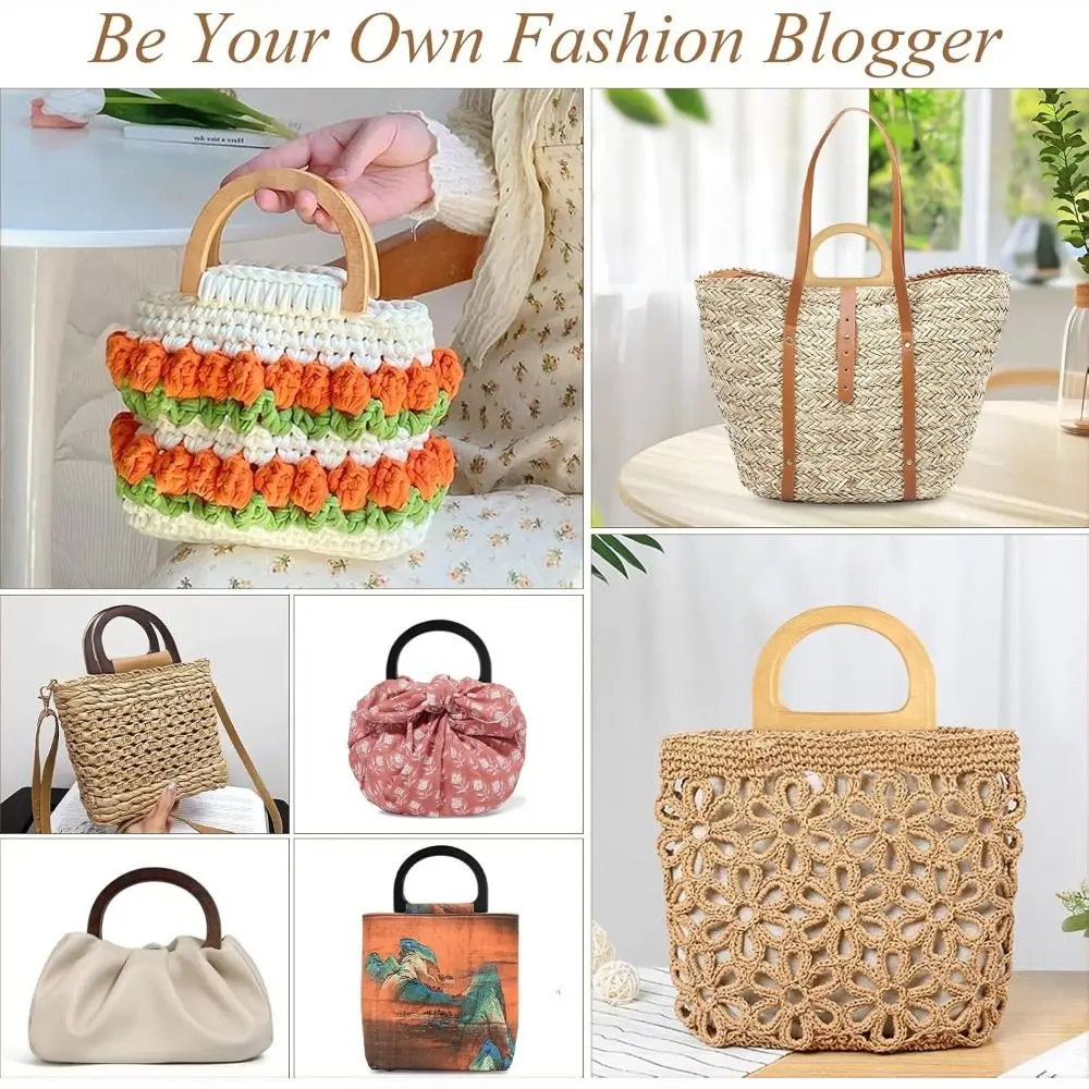 Handcraft Wooden Handbag Handles D-shaped DIY Bags Handgrip Bag Handle