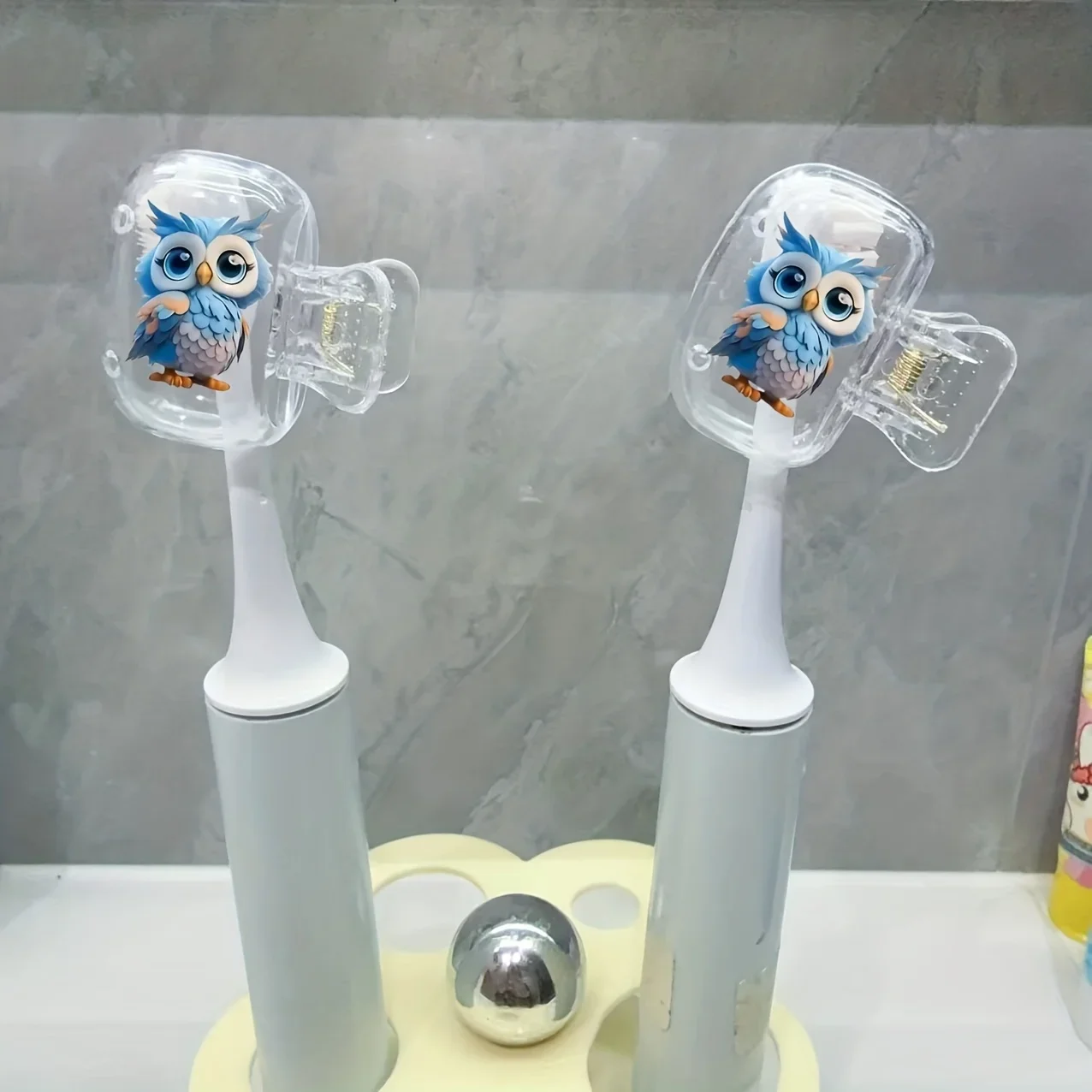 2pcs Blue Owl Toothbrush Holder Fits All Sizes with Ventilation Holes to Keep Brush Heads Clean and Dry Student Dormitory Use