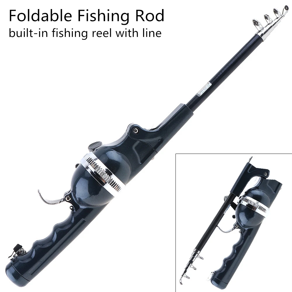 1.4m Glass Fiber Foldable Fishing Rod Built-in Fishing Reel with 80m Line Travel Portable Lure Rod