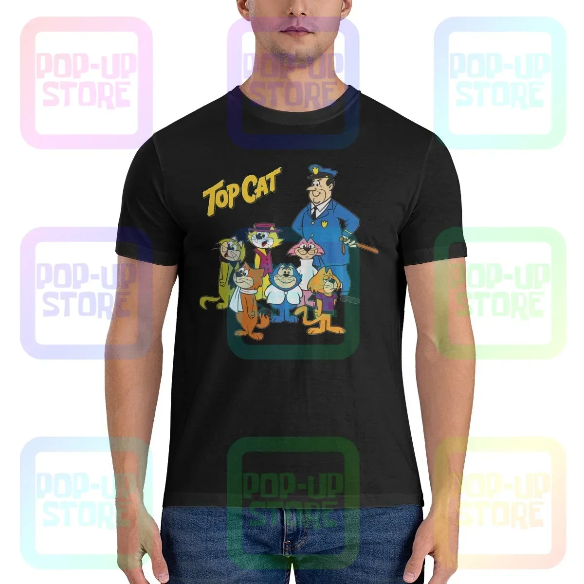 Camiseta con estampado del gato de Tributo Hanna Barbera, camisa de Cult de los 80, ropa de calle informal, Natural