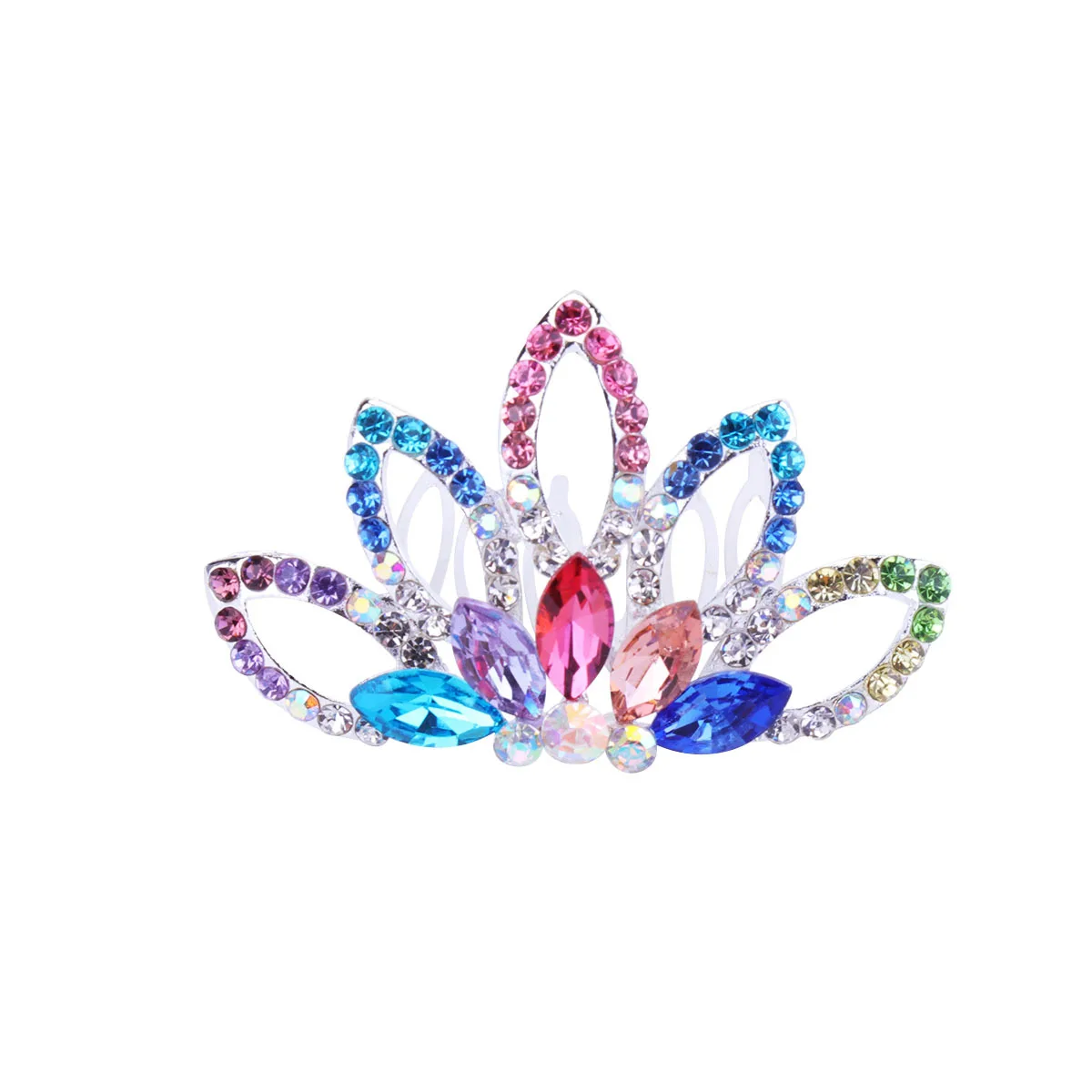 

1Pcs Crown Hair Comb Colorful Rhinestone Bridal Wedding Insert Comb Handmade Headdress Party Prom Engagement Anniversary