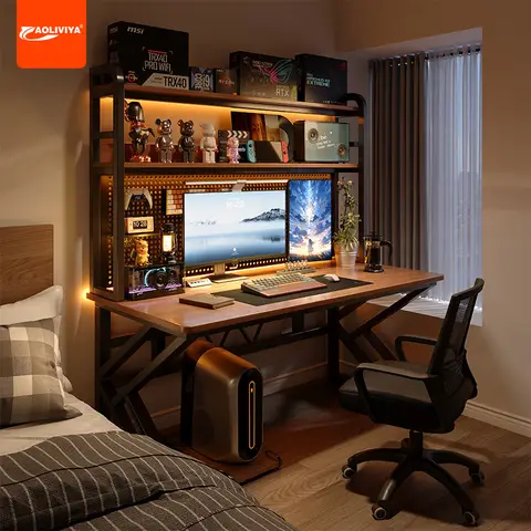 AOLIVIYA 홀 보드 컴퓨터 테이블 선반 작은 아파트 다기능 책상 책장 통합 침실 홈 데스크탑 전자 스포츠