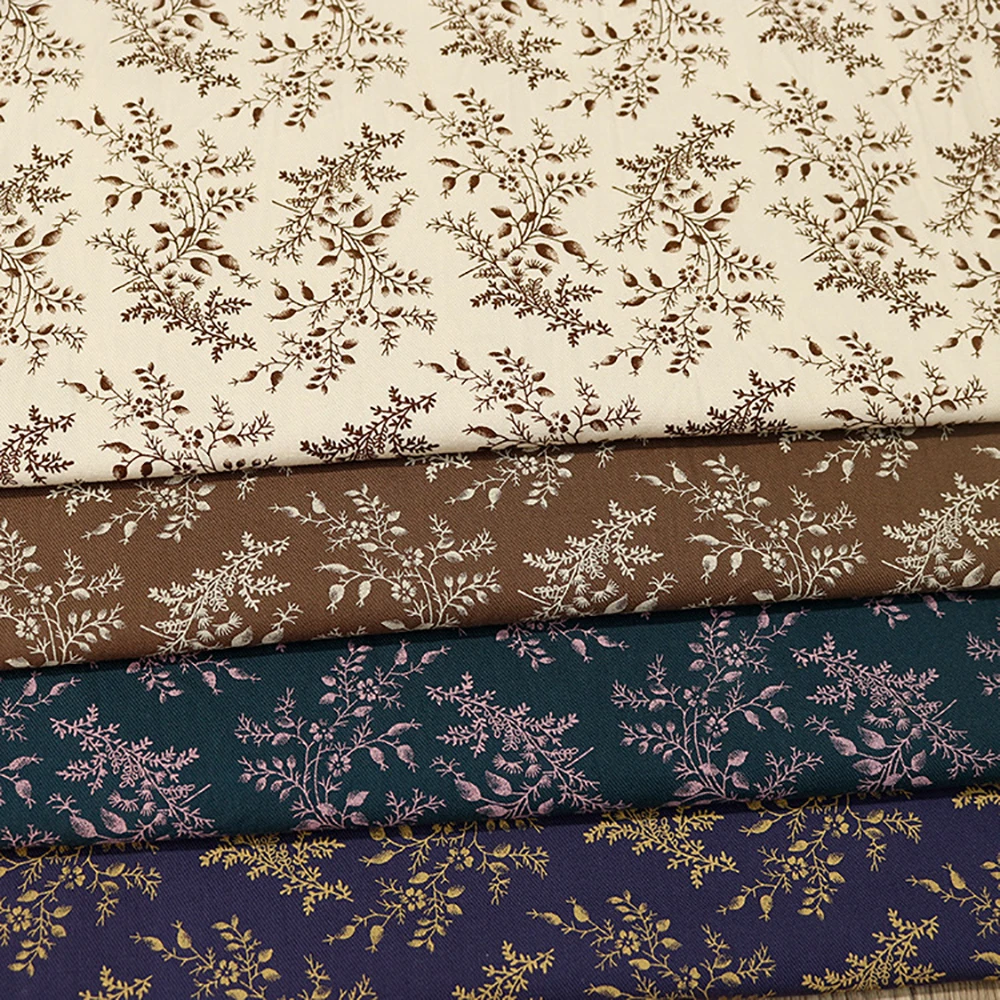 

100CM*150CM Cotton Pastoral Fresh Flower and Plant Fabric for Sewing Cloth Skirt Women's DIY Tablecloth Decorative Fabric