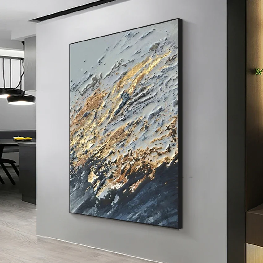 Abstract 3D Gold Thick Art Oil Painting Poster Room Decor Canvas Gold Paintings Wall Pictures Art Wall Artwork for Home Decor