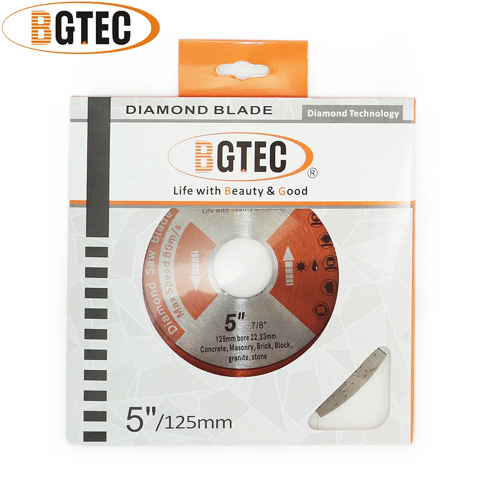 BGTEC 4/4.5/5/6 pollici Lama per sega diamantata Granito Marmo Cemento Pietra Piastrelle Foro22.23mm Disco da taglio a secco Marmo Granito Porcellana