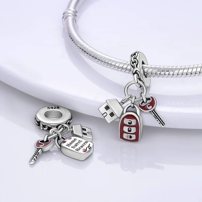 Fashion 100% 925 Silver Red Motorcycle Sports Car SUV Bus Charms Beads For Women Fit DIY Pan Bracelets Party Birthday Jewelry