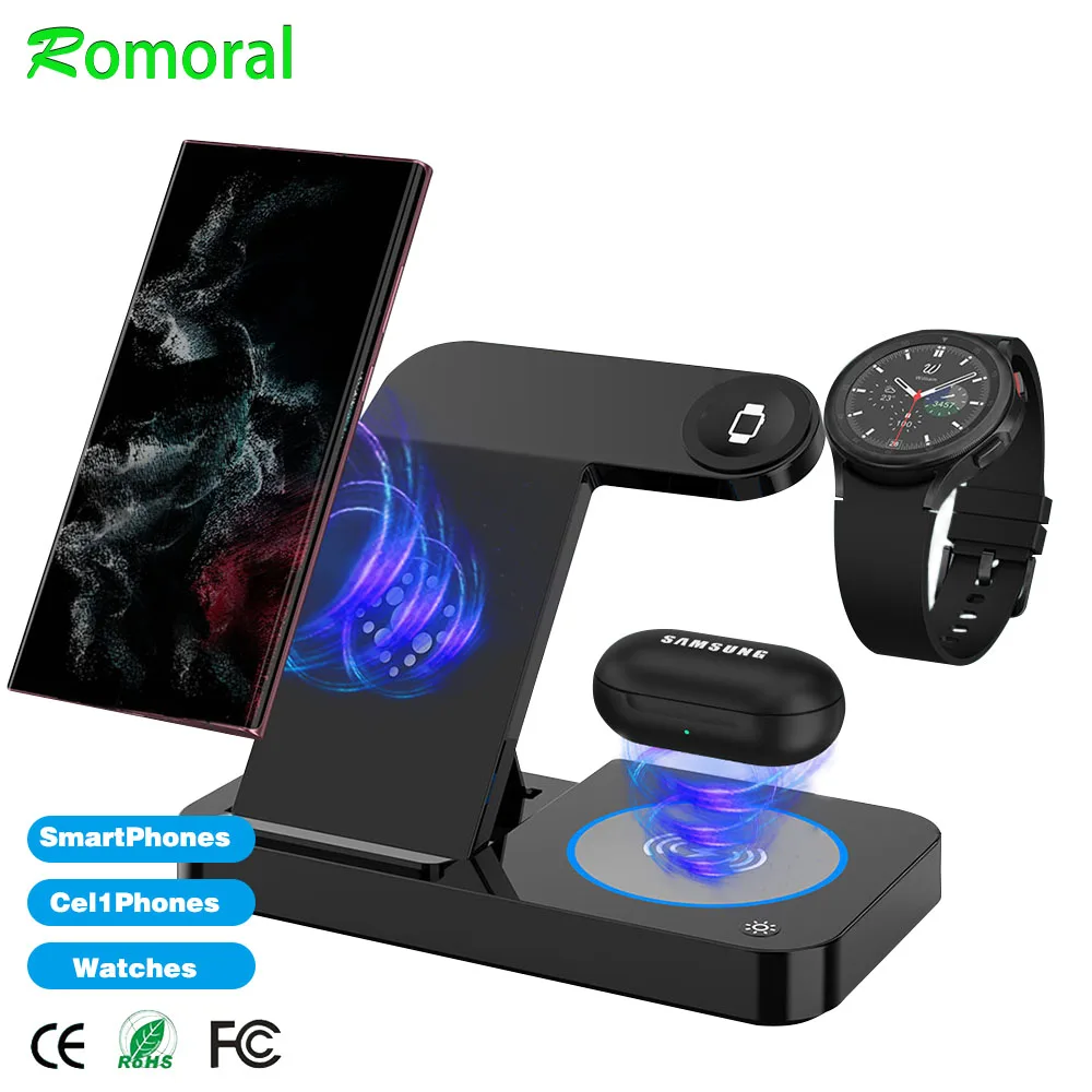 15W Charging Dock Station For Samsung S21 S20 Charger Wireless Charger Stand For Samsung Galaxy Watch 4 Active 2