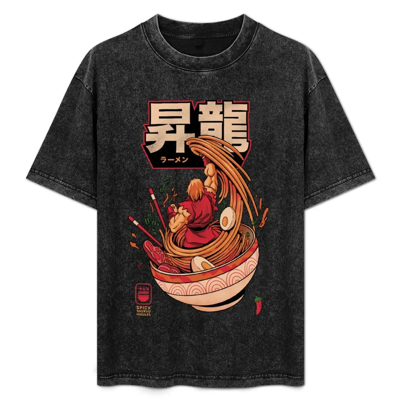 Camiseta picante Shoryu Noodles para hombre, camiseta de algodón pesado para hombre, camiseta lisa con estampado personalizado de verano para hombre