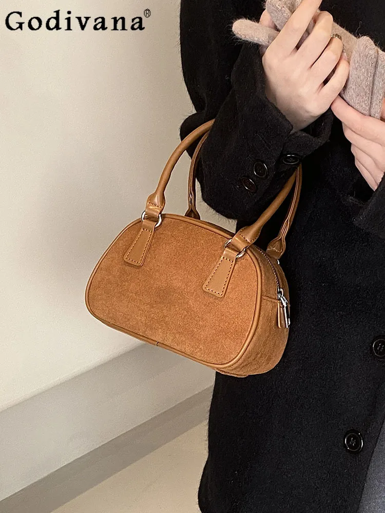 Korean Style Fashion Solid Color Women's Handbag Autumn Winter Retro All-Match Party Messenger Bag Shoulder Bags for Ladies