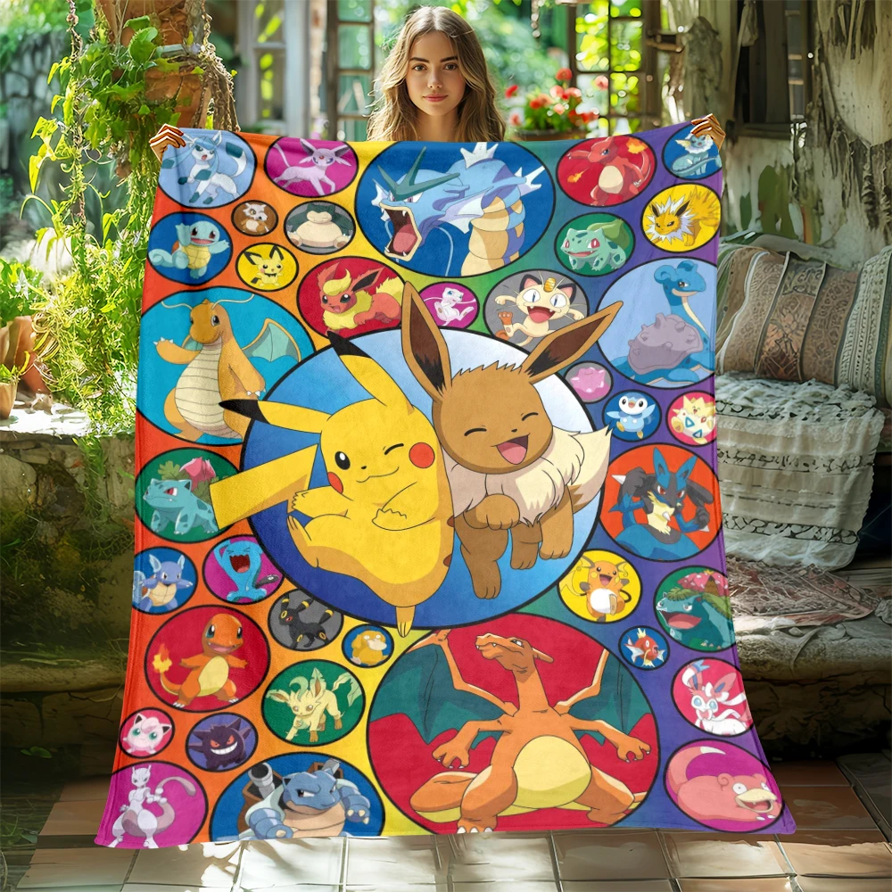 Couverture Pokemon en flanelle HD, dessin animé mignon, couverture moelleuse de Camping pour enfants, couverture fine pour canapé, cadeau moderne à la mode