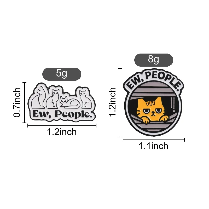 Ew People Orange Cat Peeking Wooden Crack Enamel Pin Grumpy Feline Brooch for Introverts and Cat Owners Daily Sarcastic Style