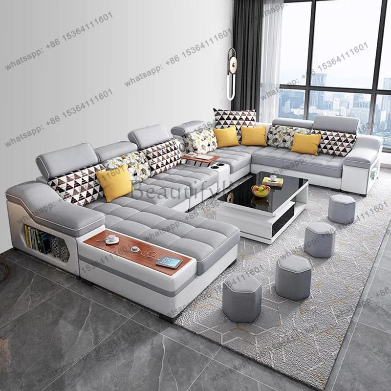 Factory Direct Sale Modern Minimalist Living Room Sofas Sectional Lazy Nordic Leather Sofas Designer Lounge Curved Divano Lounge