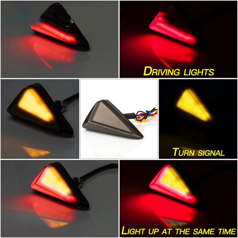 2PCS Motorcycle Turn Signal L-Shaped Light-Guided LED Lamp 12V Embedded Installation Triangular Universal Moto LED