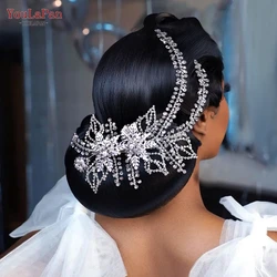 Fermagli per capelli da sposa con fiore in lega YouLaPan forcina laterale con strass accessori per capelli da donna gioielli copricapo da sposa in cristallo HP254