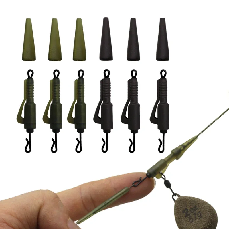 6x Carp Fishing Accessories Lead Clip Quick Change Swivel Tail Rubber Anti Tangle Sleeves for Carp Rigs Coarse Fishing Tackle