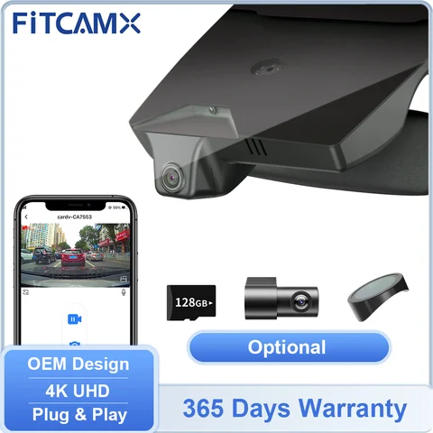 Front and Rear Car Camera for Hyundai Santa Fe Left Drive 2019-2025 & Right Drive 2025-2026, 4K FITCAMX Dashcam DVR with WIFI