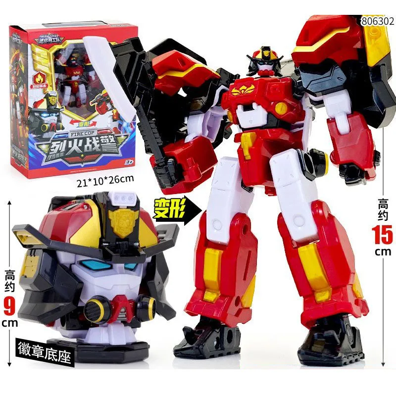 MiniForce Super Cops Scien JET Marine Cop Transformation Robot Head Badge Model Mini Force Deformationrmation Action Figure Toys