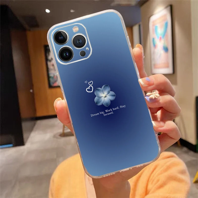 Phone Case For iphone 17 Pro Max Air 16 15 14 13 Pro Max 15 16 Pro 15Plus Art Aesthetic Flower Word Quotes