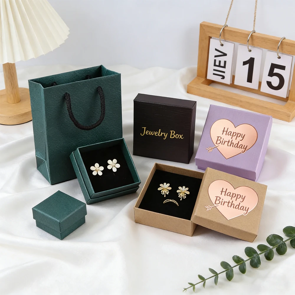 

24pcs/lot 7x9x3cm Kraft Paper Jewelry Boxes Cardboard Gift Box for Necklace Ring Pendant Earrings Personalized Packaging Case